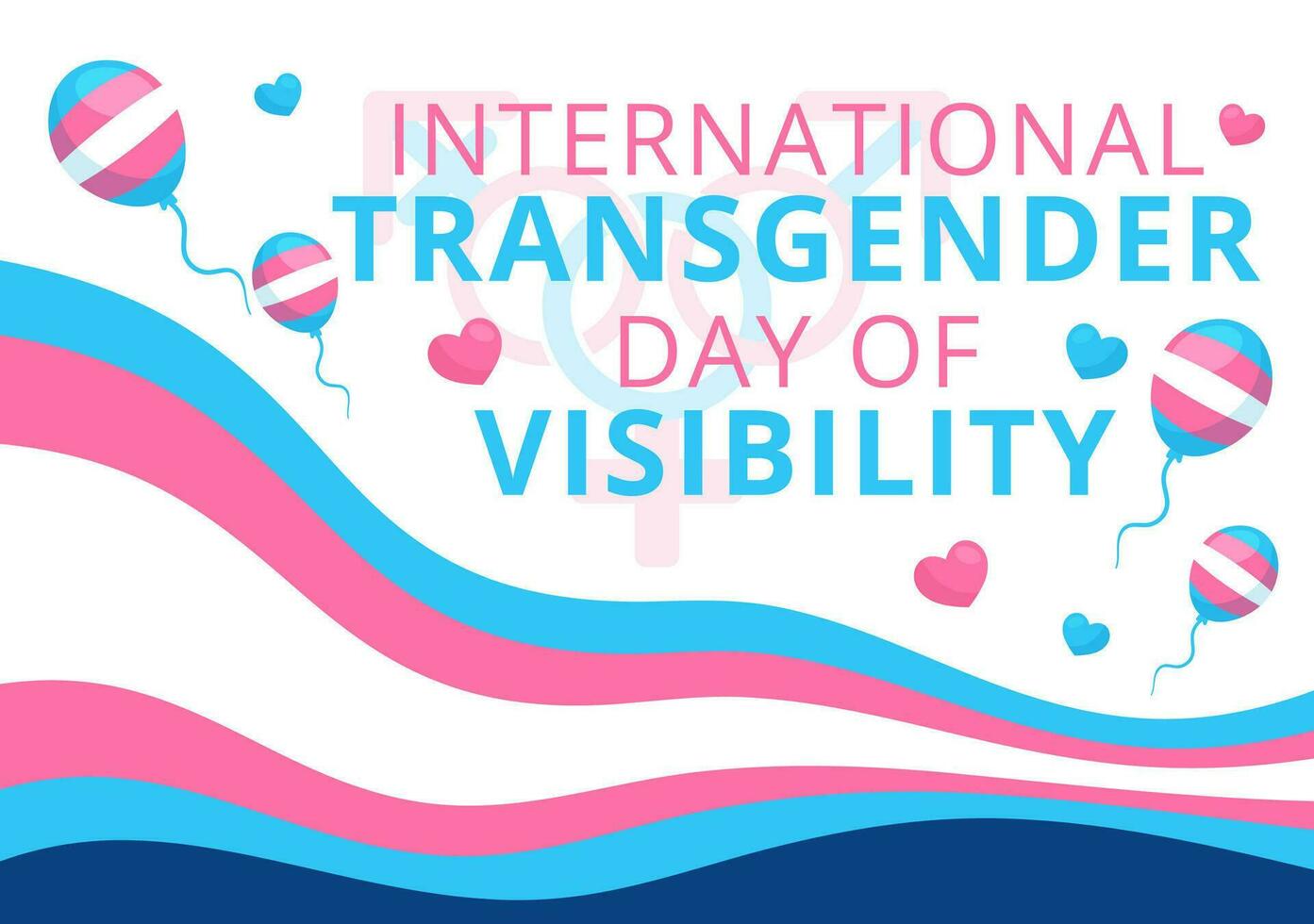 internationell trans dag av synlighet vektor illustration på Mars 31 med transpersoner stolthet flaggor och symbol i firande platt bakgrund