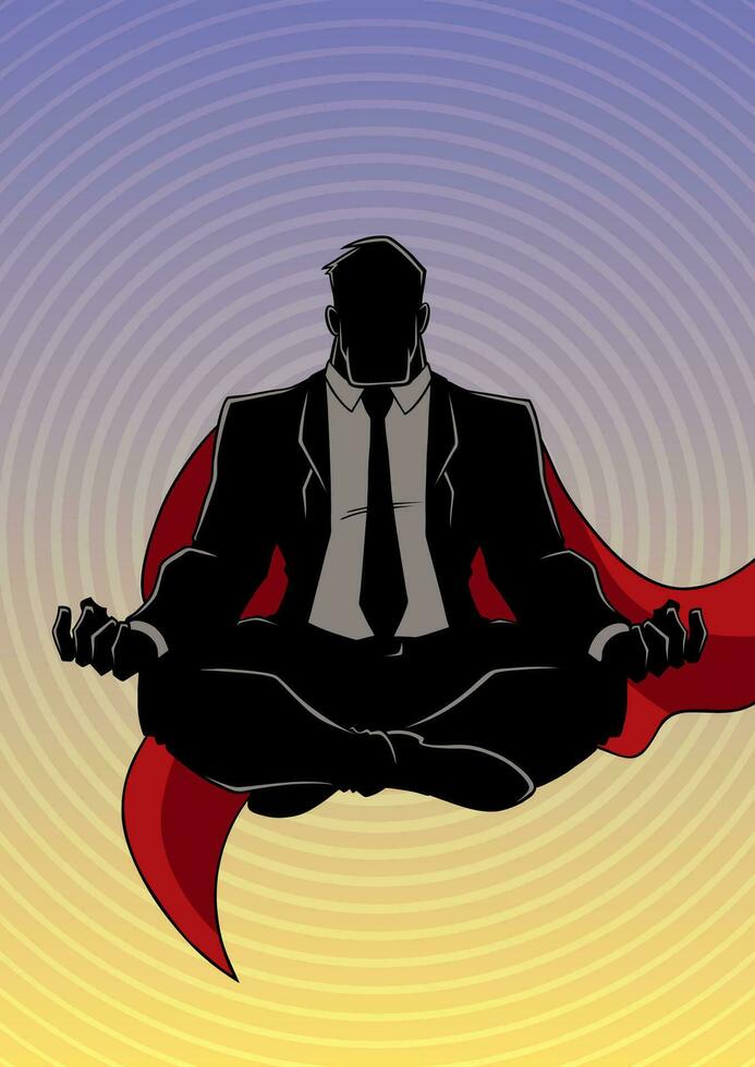 super affärsman mediterar bakgrund silhuett vektor