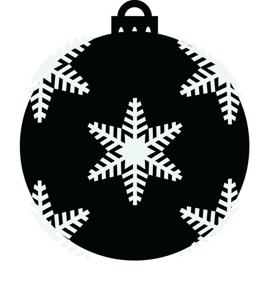jul träd leksak ikon svart silhuett av jul boll, snöflingor svart vit boll, uggla ornament vektor