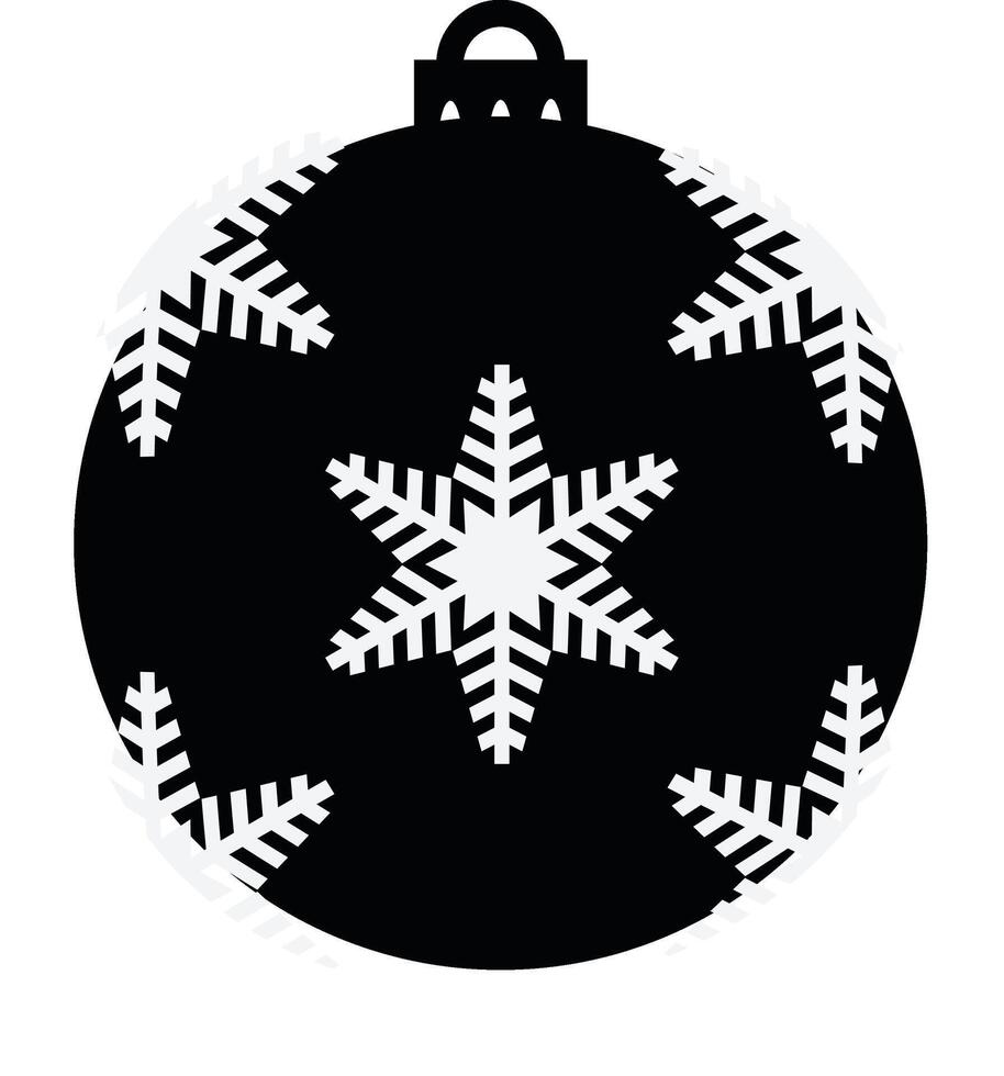 Weihnachten Baum Spielzeug Symbol schwarz Silhouette von Weihnachten Kugel, Schneeflocken schwarz Weiß Ball, Eule Ornamente vektor