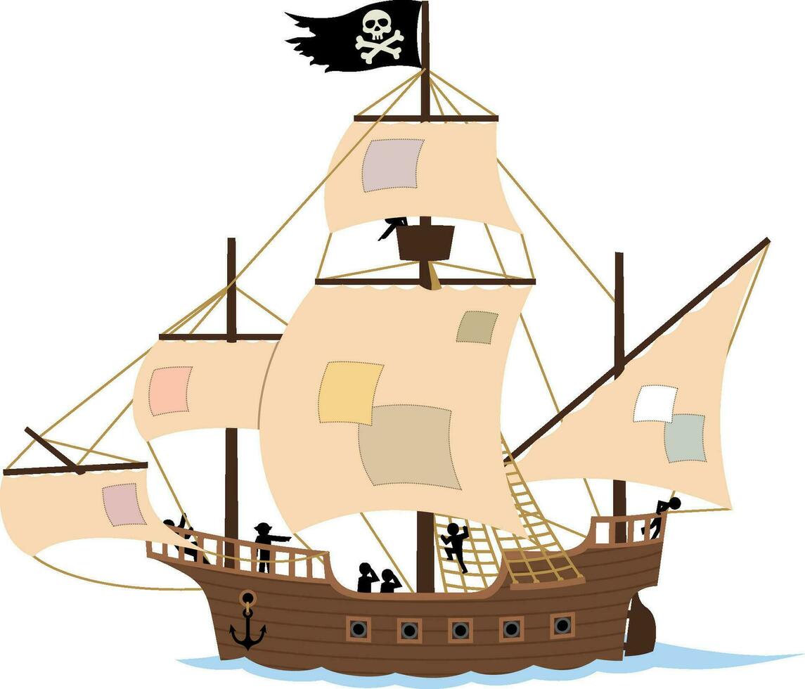 Pirat Schiff auf Weiß vektor