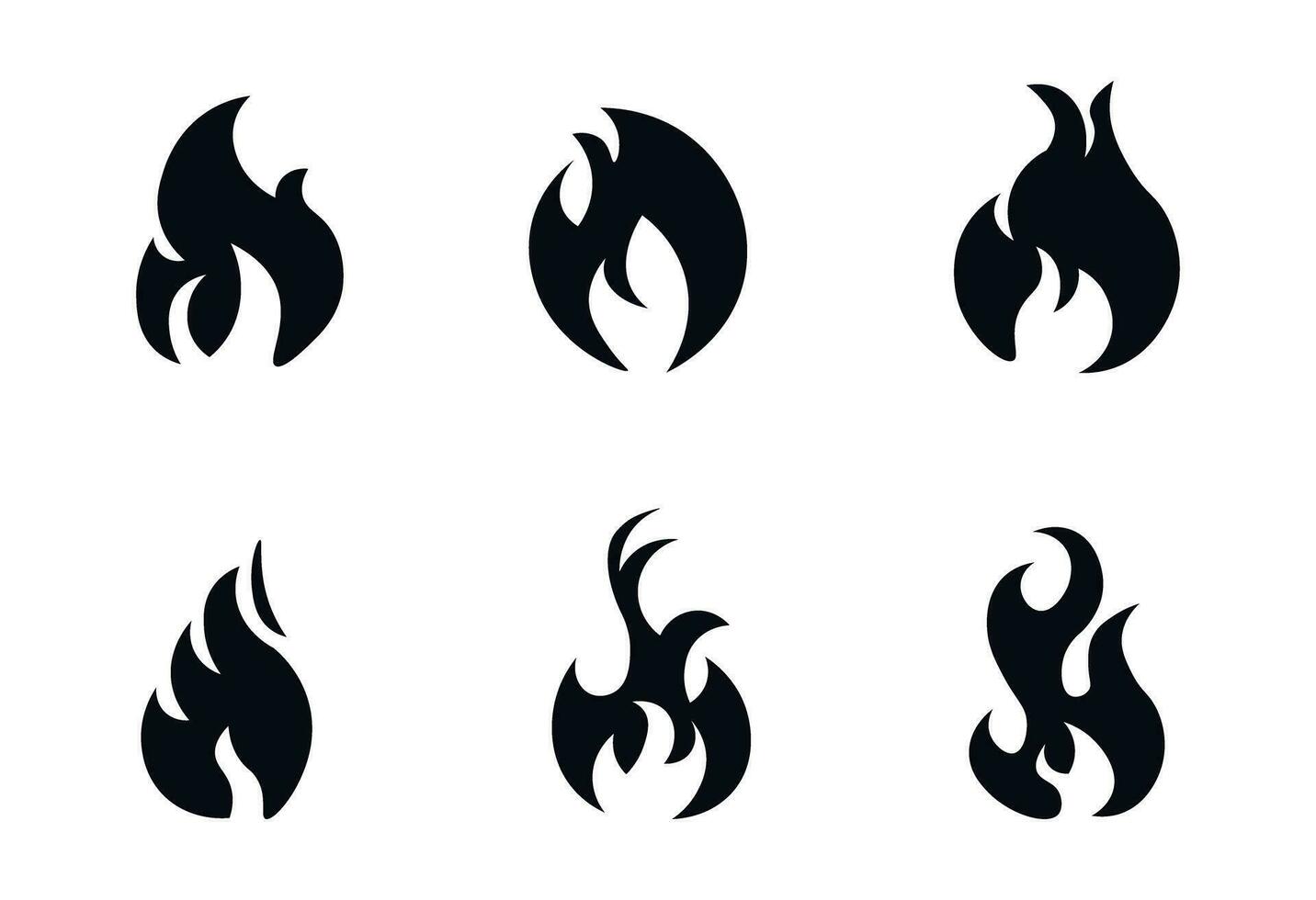 Feuer Symbol einstellen schwarz und Weiß kostenlos vektor