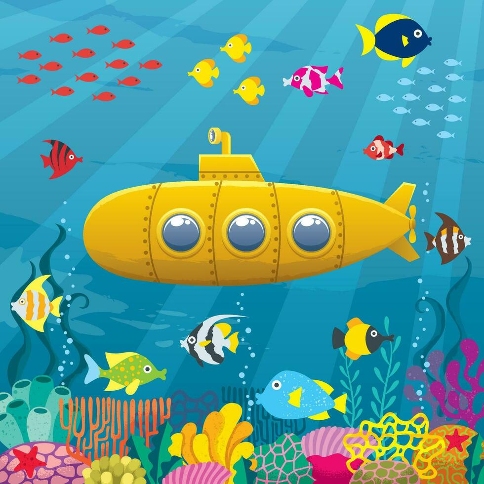 U-Boot Karikatur Hintergrund vektor