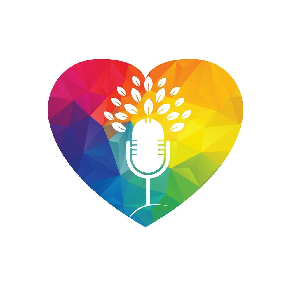 natur podcast med blad logotyp design mall vektor