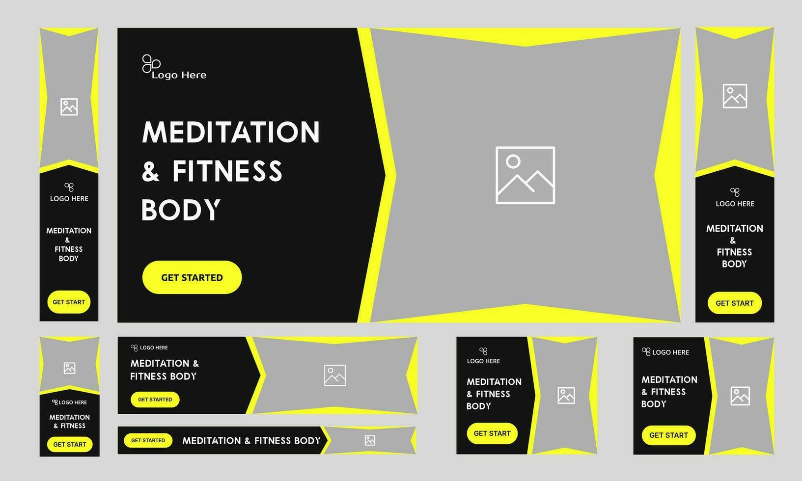 kreativ Körper Fitness Netz bündeln Banner Design zum Sozial Medien Post, Meditation und Yoga Netz Banner, editierbar Vektor eps 10 Datei Format