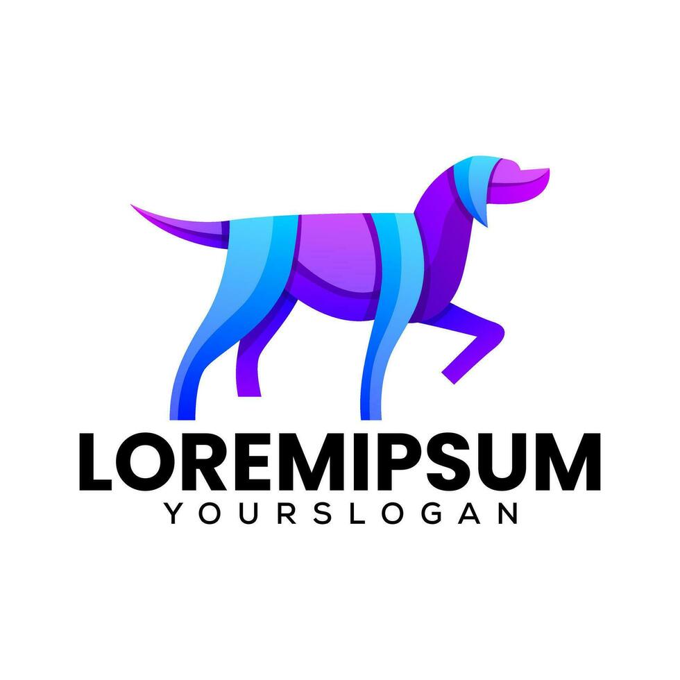 kreativ färgrik hund lutning ikon logotyp design vektor