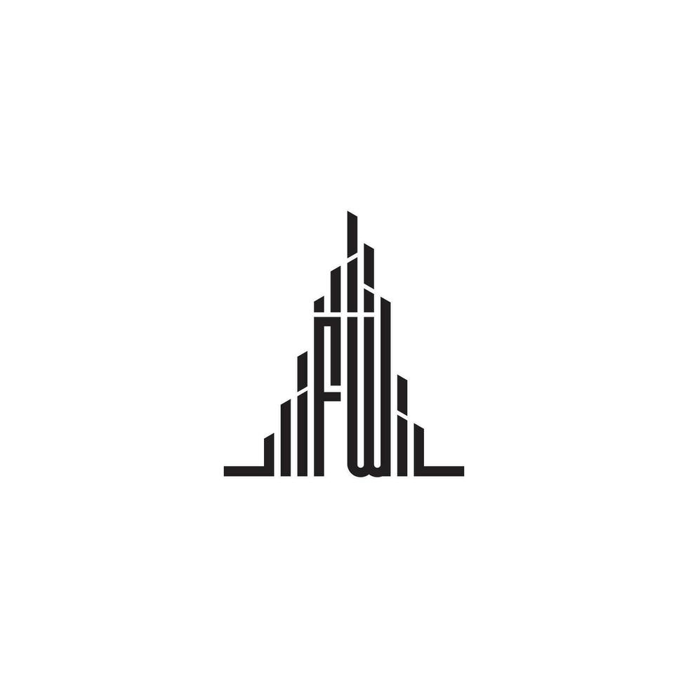 fw Wolkenkratzer Linie Logo Initiale Konzept mit hoch Qualität Logo Design vektor
