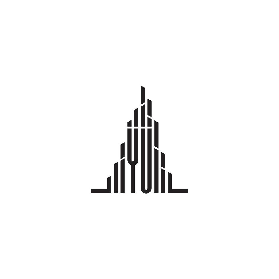du Wolkenkratzer Linie Logo Initiale Konzept mit hoch Qualität Logo Design vektor
