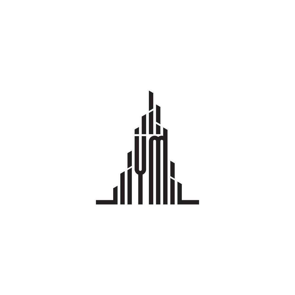 ym Wolkenkratzer Linie Logo Initiale Konzept mit hoch Qualität Logo Design vektor