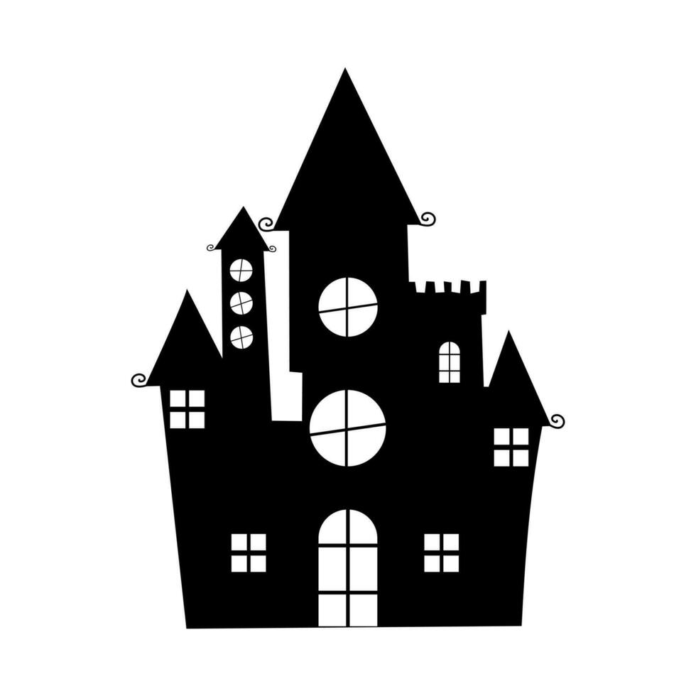 silhuett en skrämmande hus. besatt hus för halloween. läskigt hus. vektor illustration