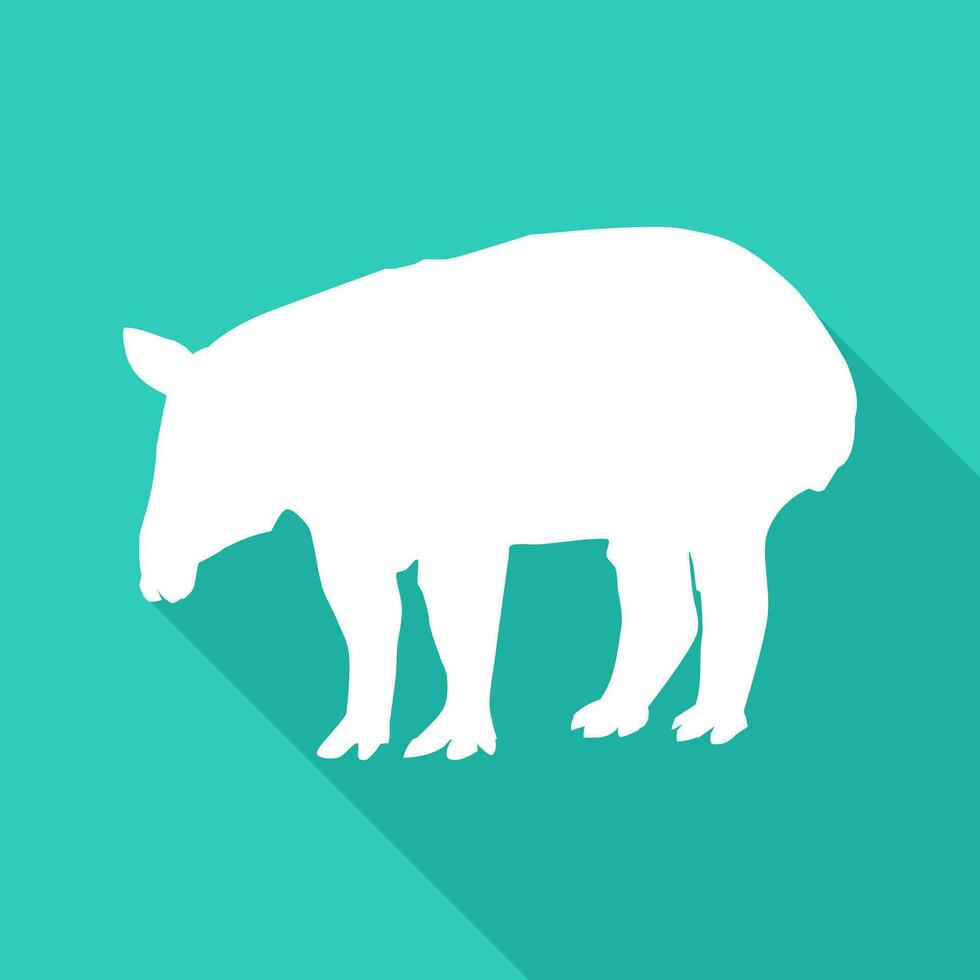 Tapir Symbol mit lange Schatten. Weiß Tapir Logo. Vektor Illustration