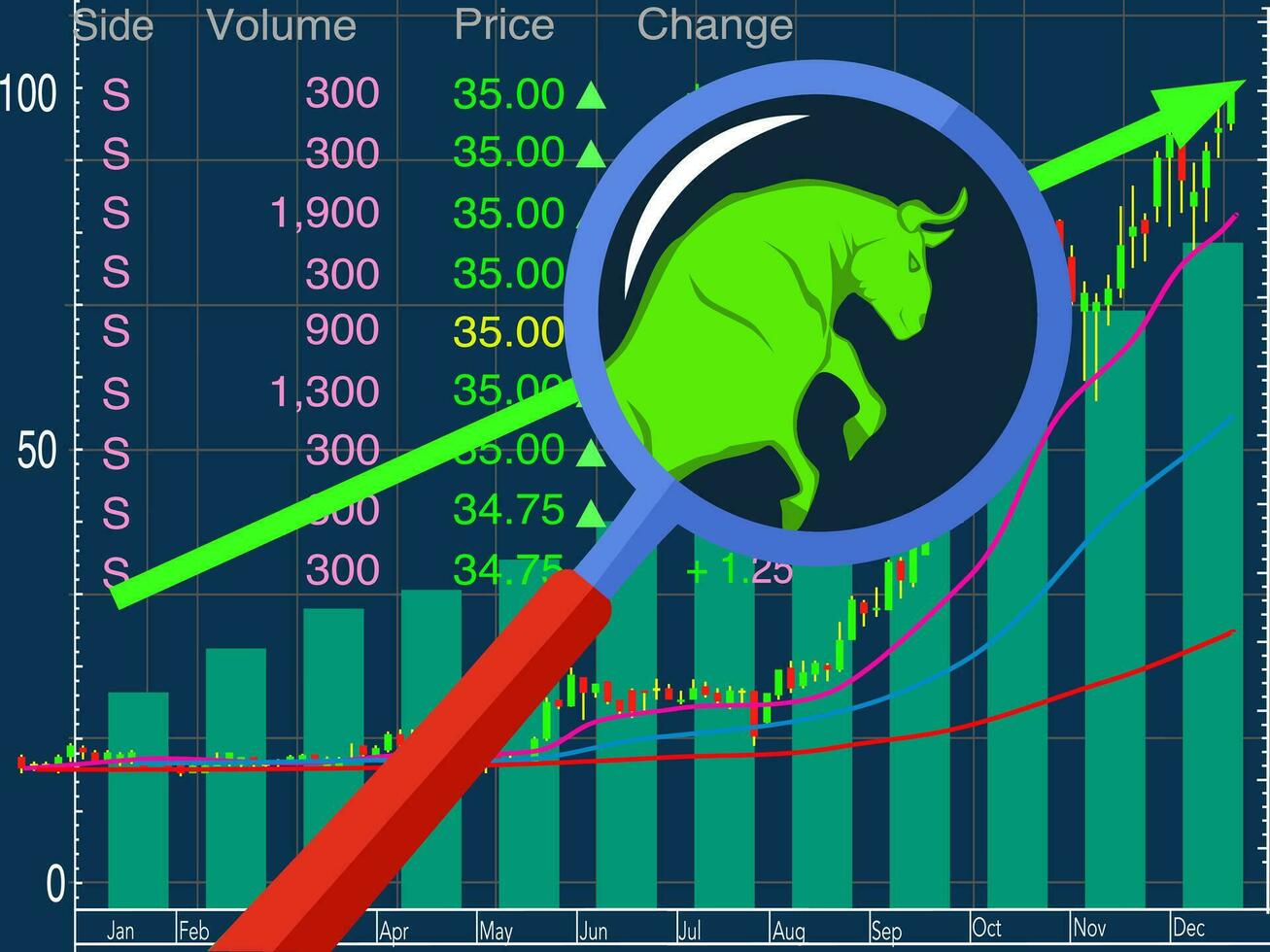 Lager Markt Vektor Forex Symbol Stier wachsend Markt auf ein bule Hintergrund