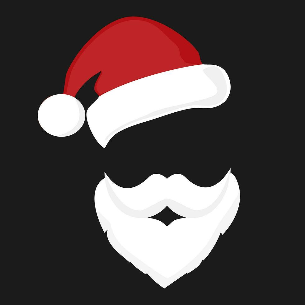 Santa claus Hut und Bart. Weihnachten Gruß Karten. Vektor Illustration eps