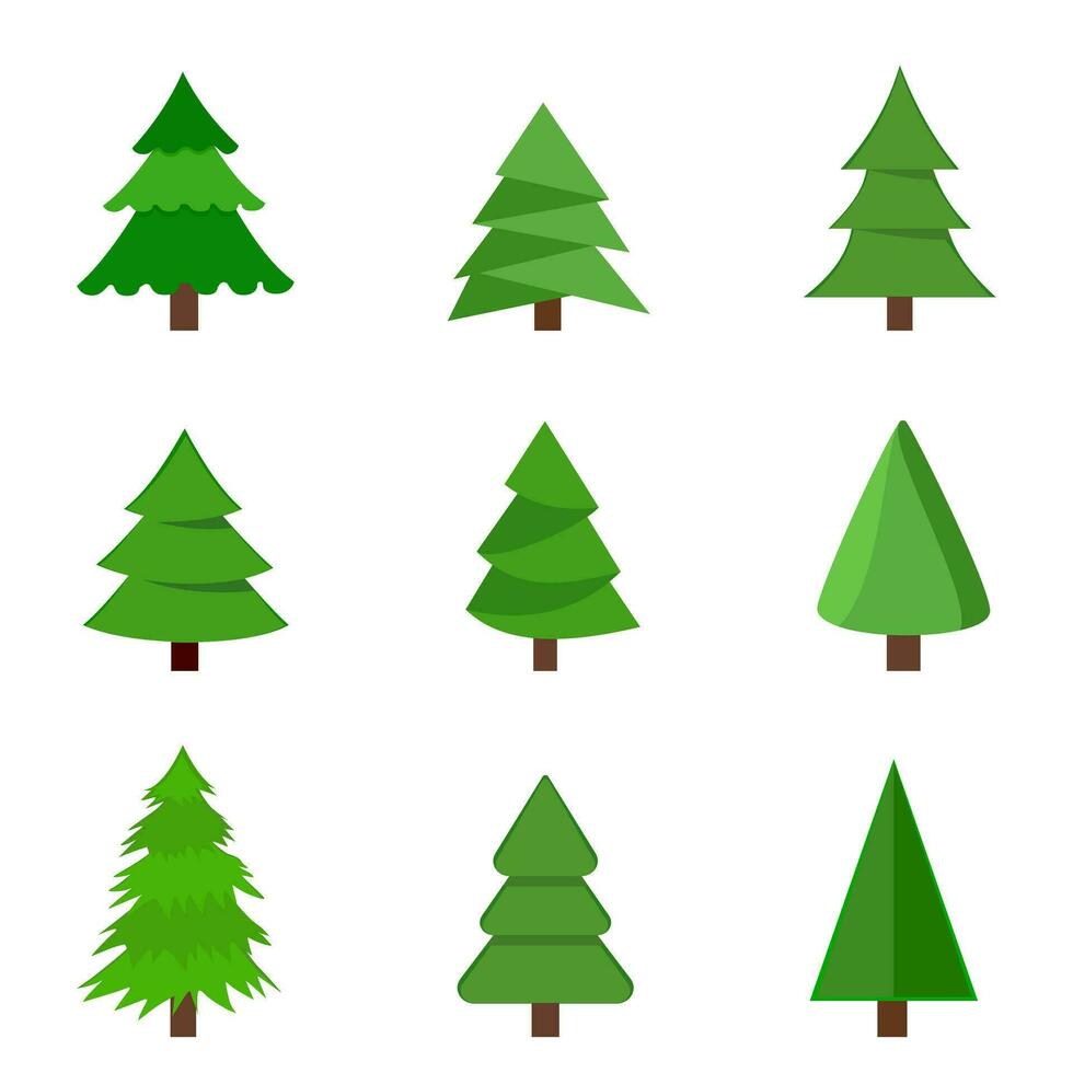Sammlung von Weihnachten Bäume. isoliert auf Weiß Hintergrund. Vektor Illustration