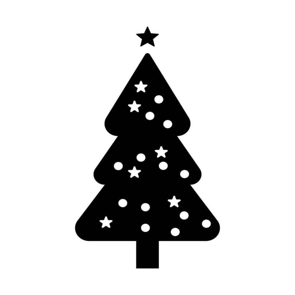 Silhouette von Weihnachten Baum. isoliert auf Weiß Hintergrund. Vektor Illustration