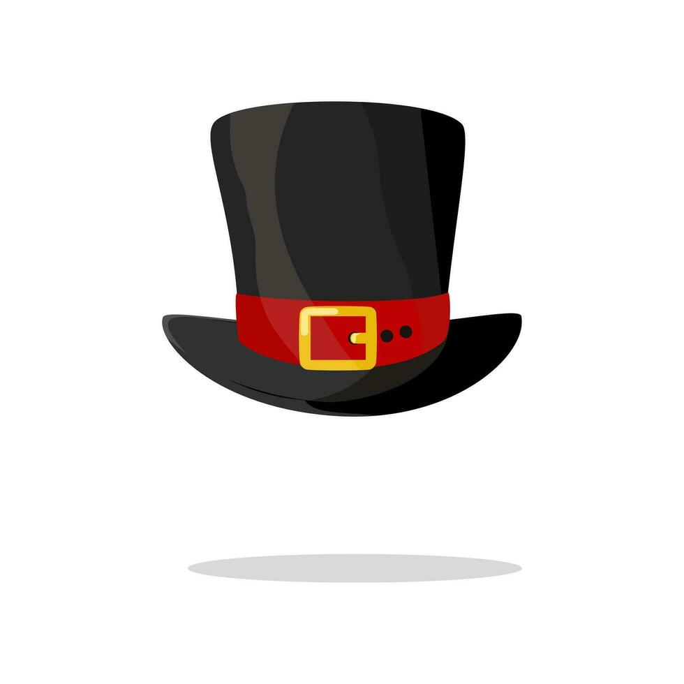 svart årgång stil herre hatt med röd Ränder isolerat på vit bakgrund vektor