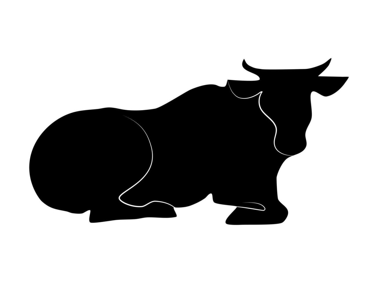 schwarz Silhouette Kuh isoliert auf Weiß Hintergrund. Vektor