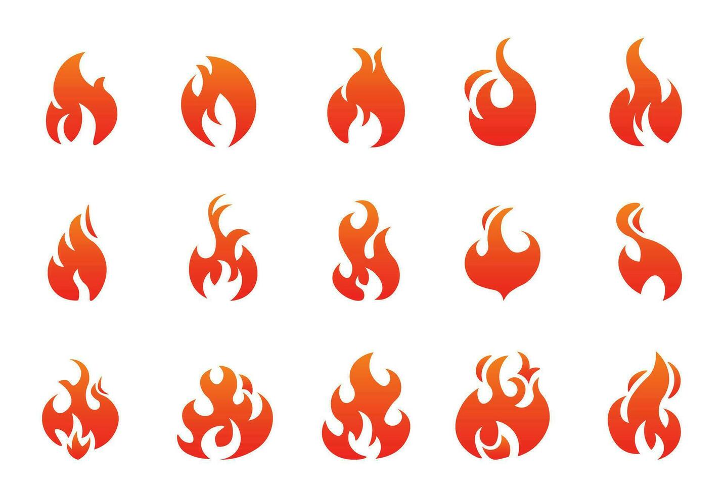 rot und Gradient Orange Feuer Symbol einstellen vektor