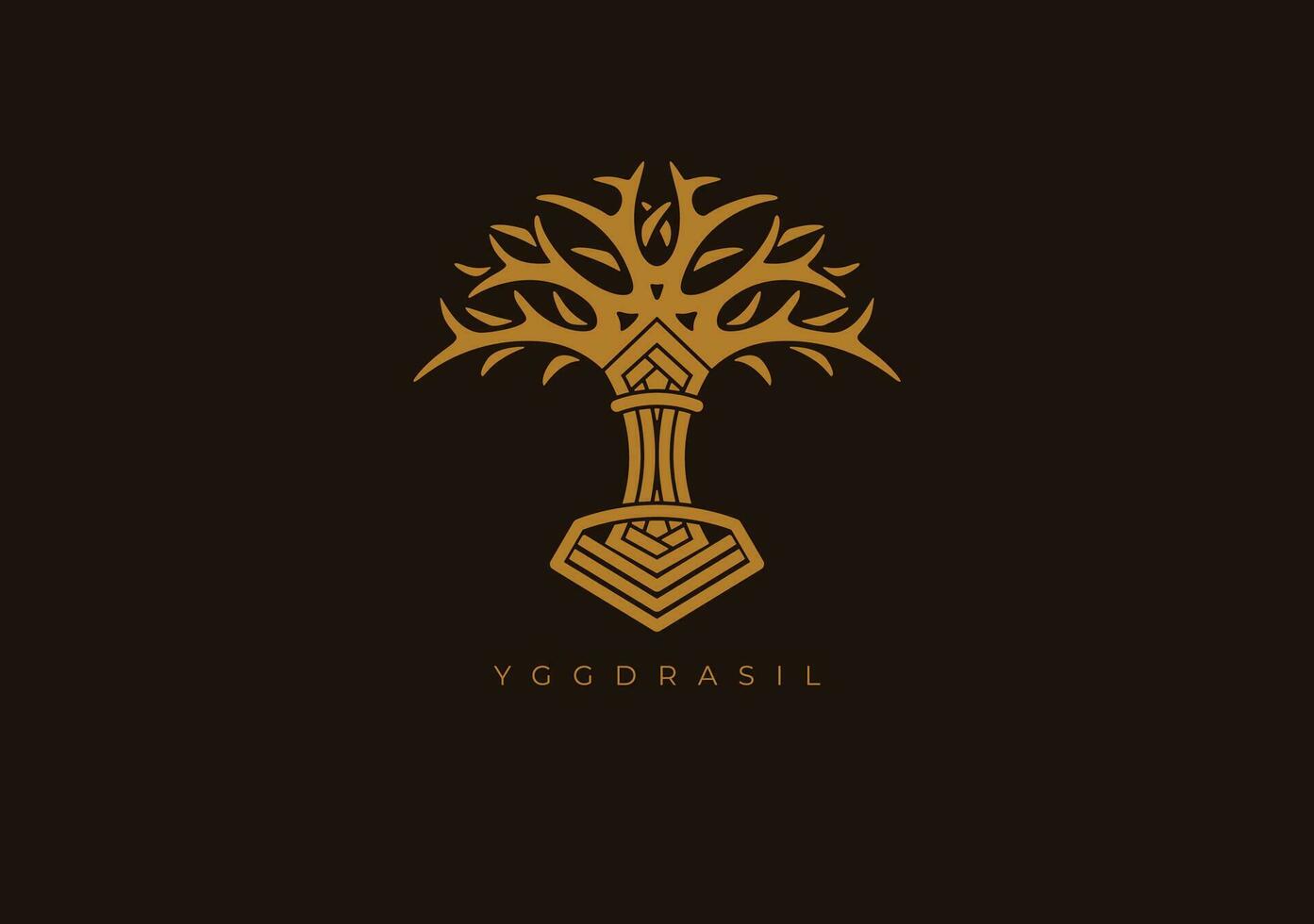 yggdrasil årgång logotyp vektor