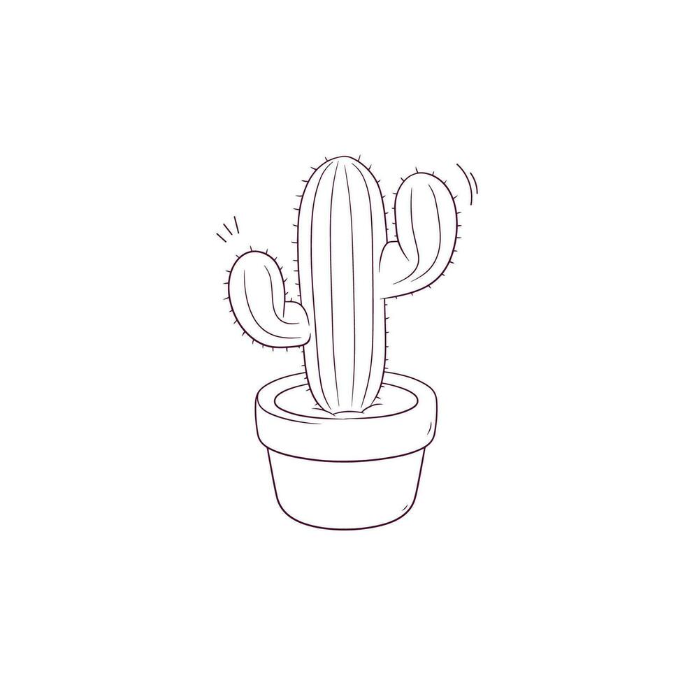 Hand gezeichnet Illustration von Kaktus im ein Topf Symbol. Gekritzel Vektor skizzieren Illustration