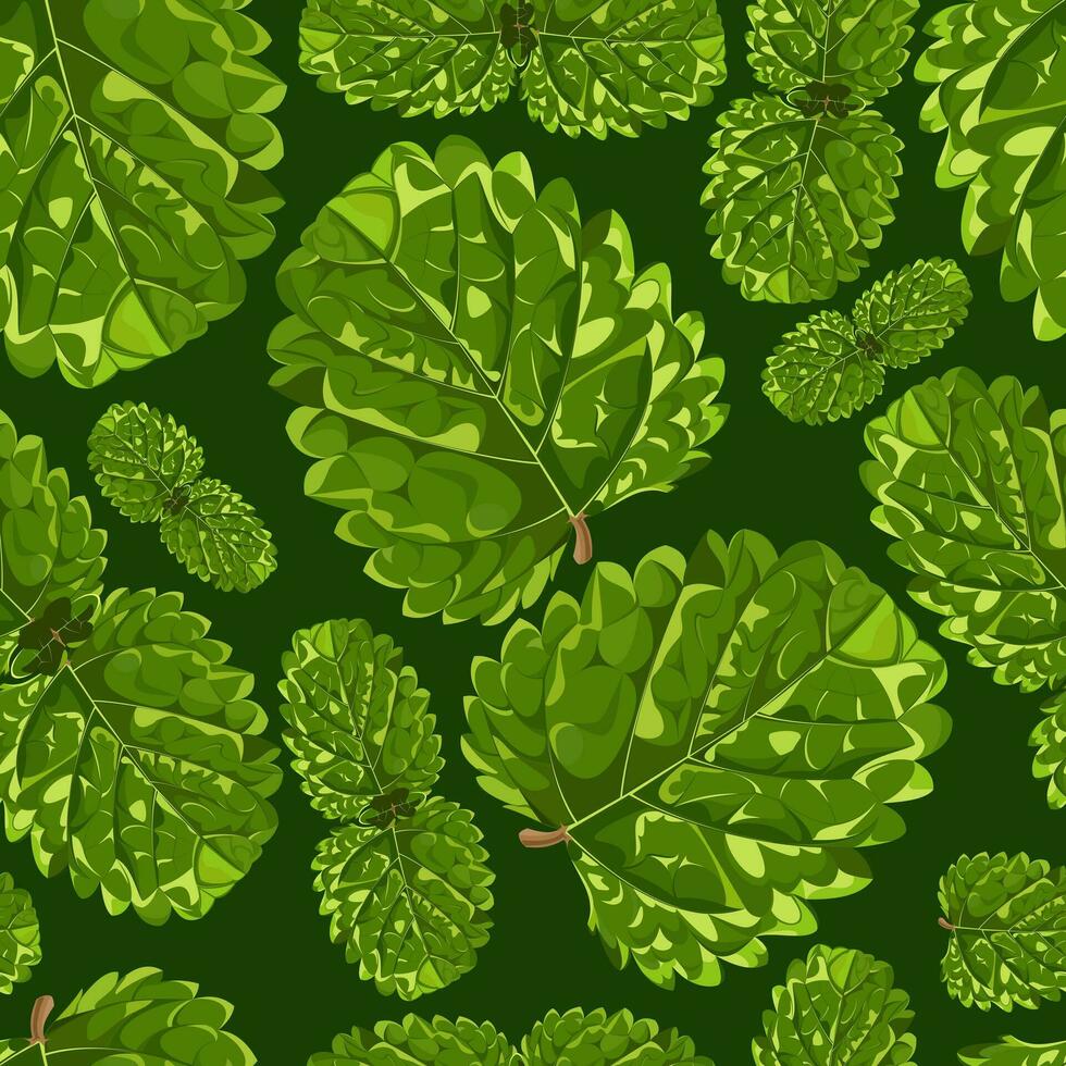 nahtlos Muster mit Minze Blütenblätter auf ein Grün Hintergrund vektor