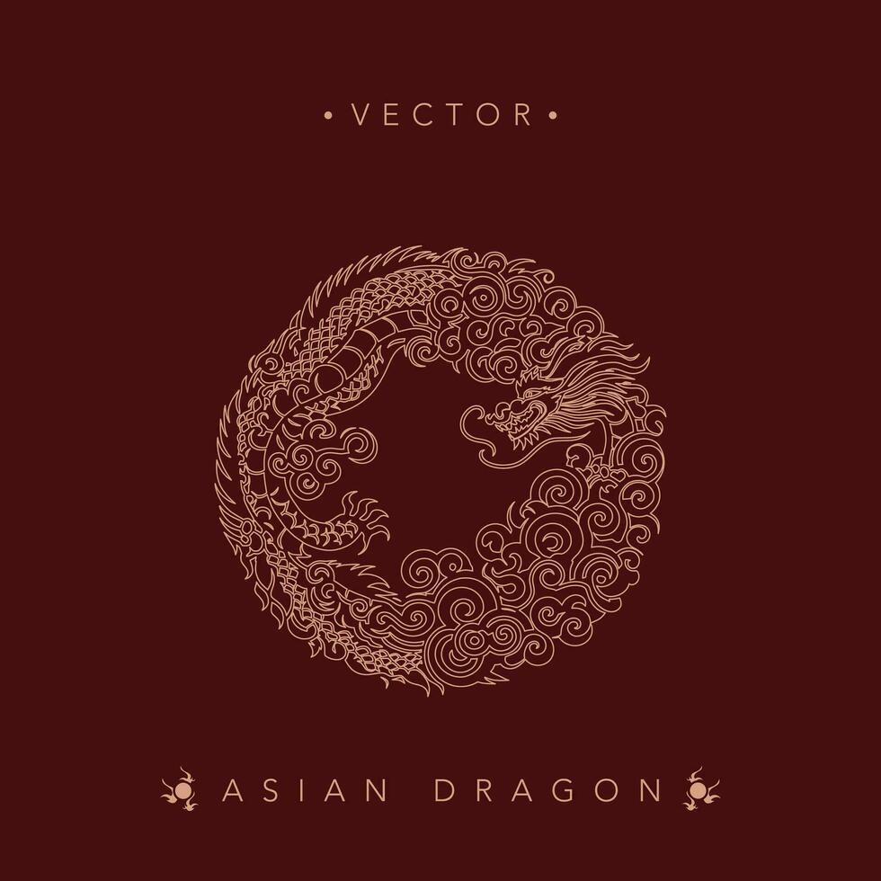 kreisförmig asiatisch Drachen Vektor Illustration