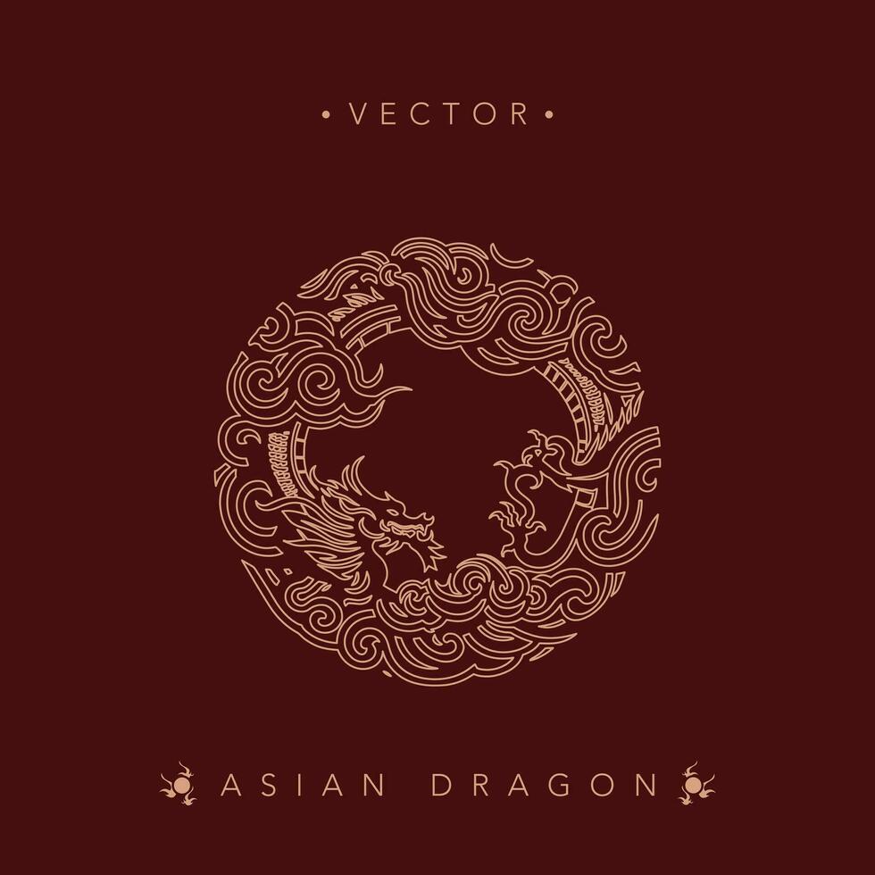 asiatisch Drachen kreisförmig Vektor Symbol