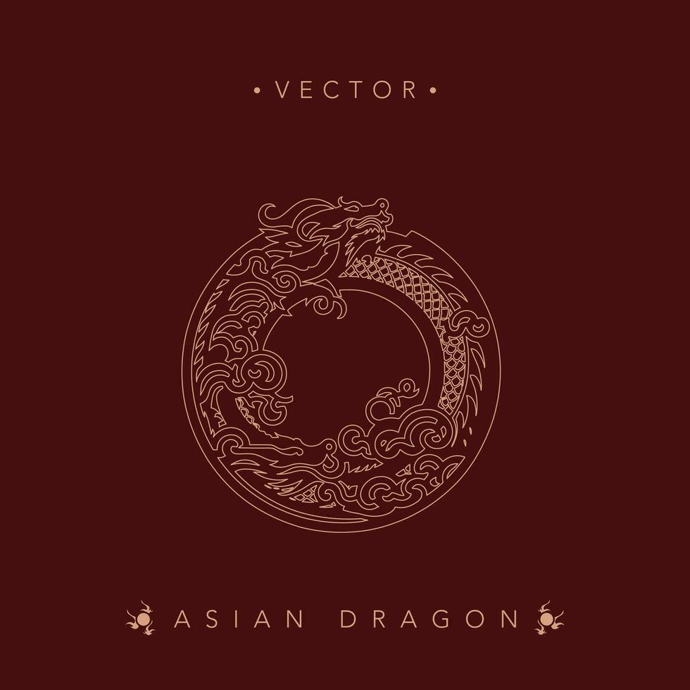 elegant asiatisk drake vektor emblem