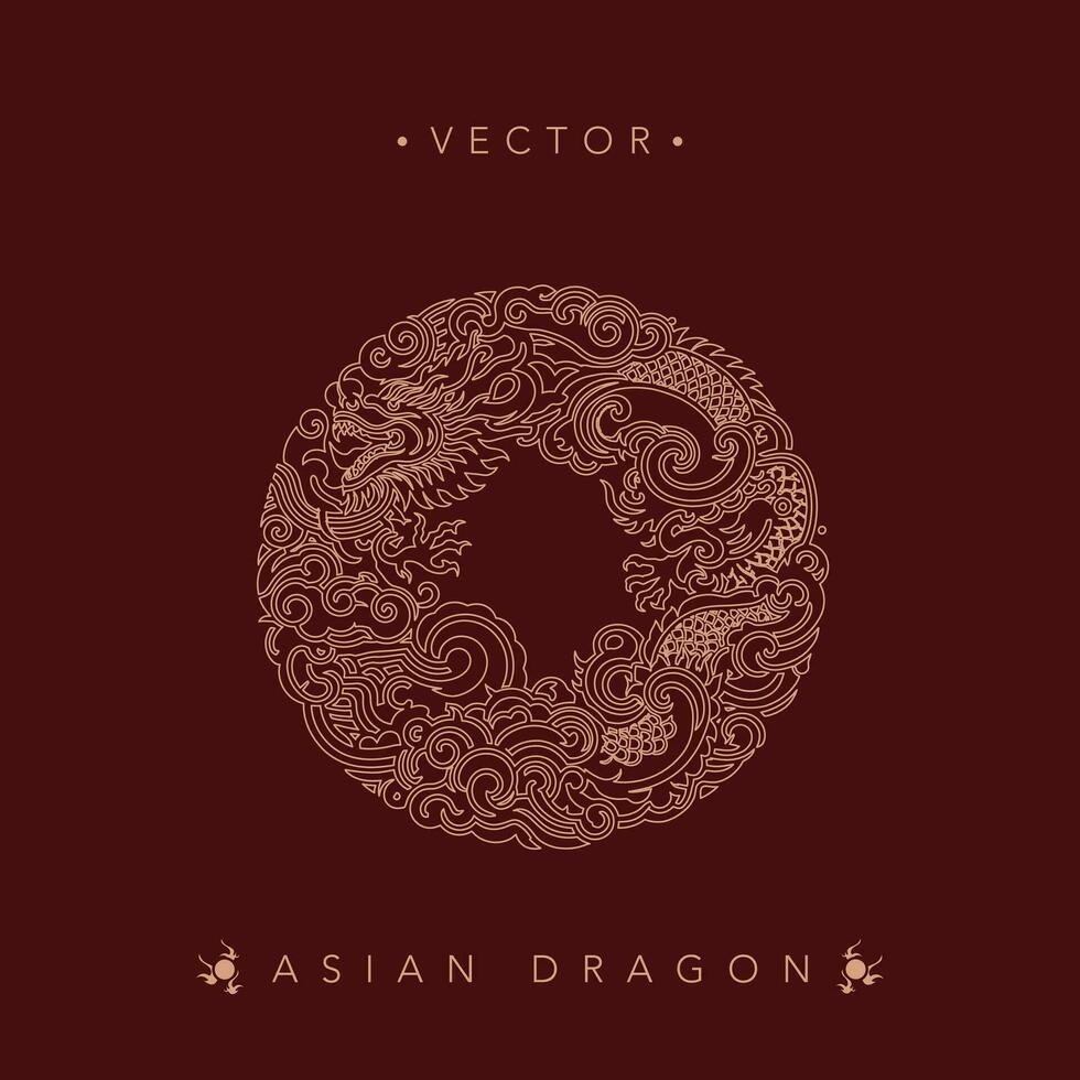 aufwendig kreisförmig asiatisch Drachen Vektor Illustration