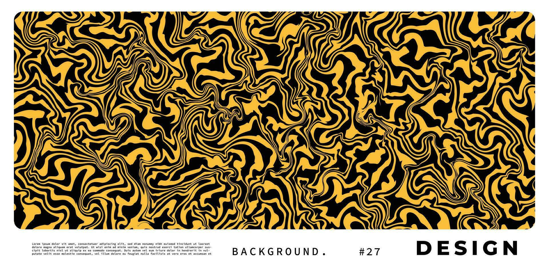 gul och svart virvla runt bakgrund mall kopia Plats. abstrakt flytande bläck bakgrund för affisch, baner, katalog, folder, presentation, omslag, eller flygblad. vektor
