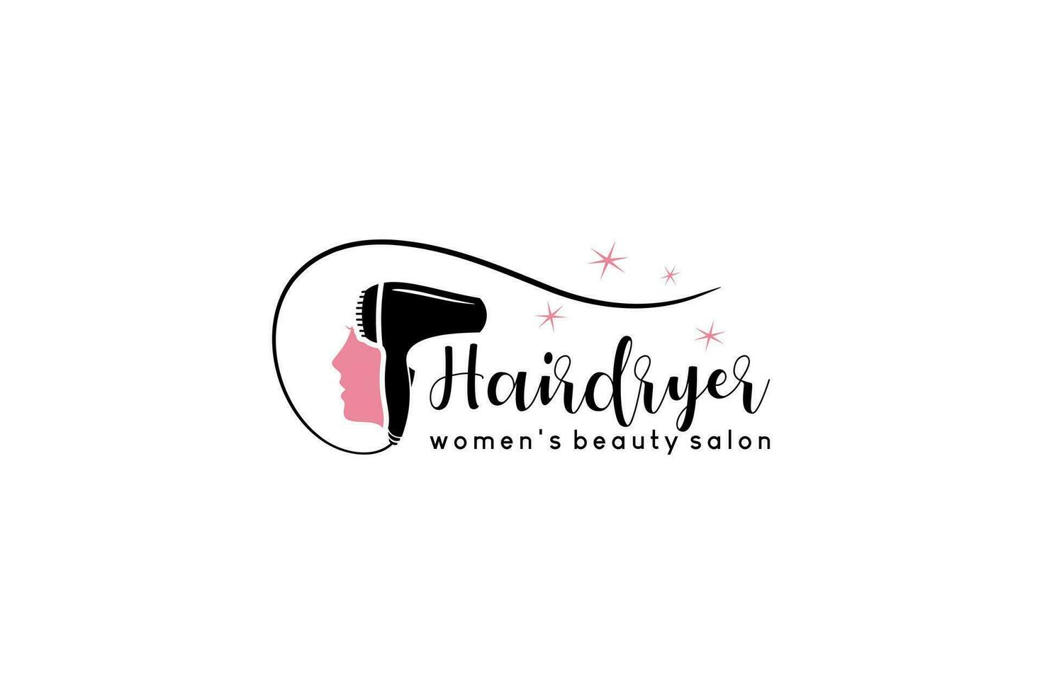 modern Schönheit Frau Haar Trockner Logo Design, Frau Haar Trockner Salon Logo Vorlage vektor