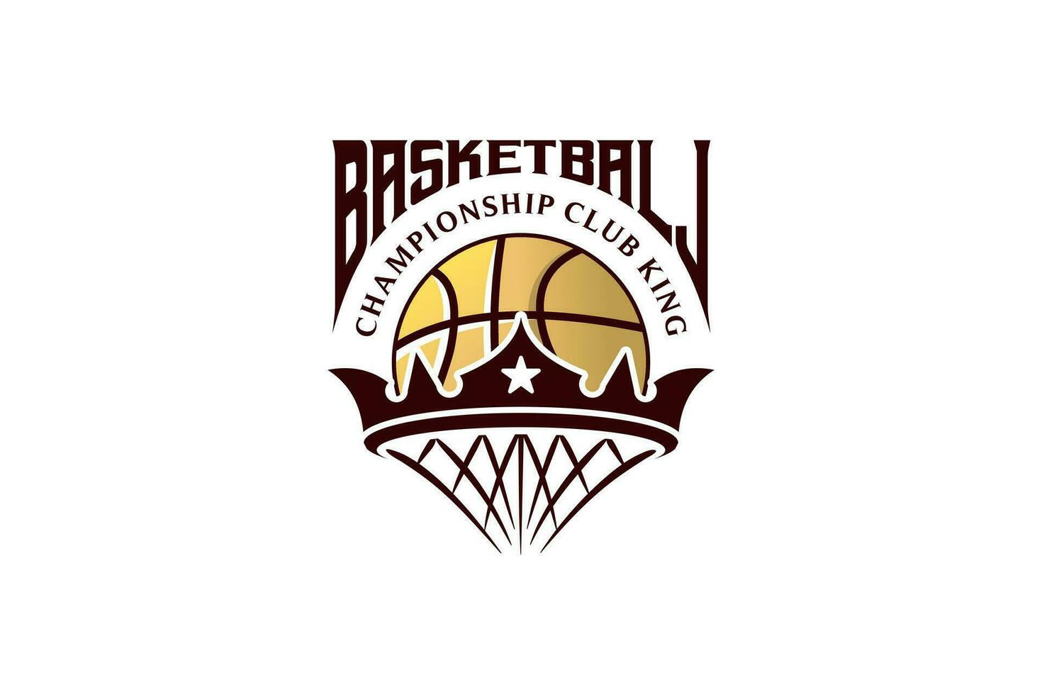 basketboll klubb logotyp mall. basketboll kung sport bricka emblem vektor illustration