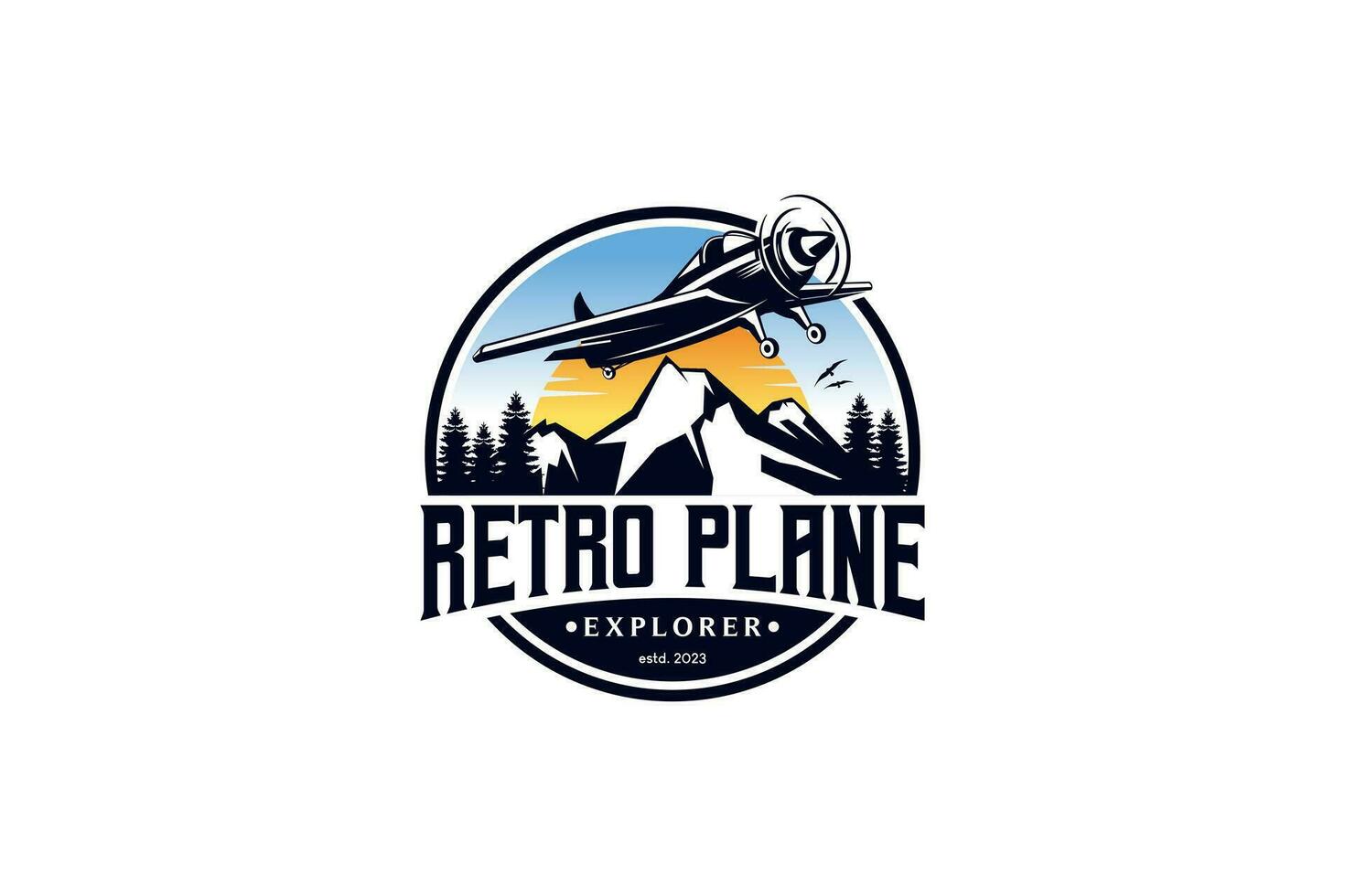 årgång flygplan logotyp design mall. retro grunge flygplan natur explorer flyg symbol vektor