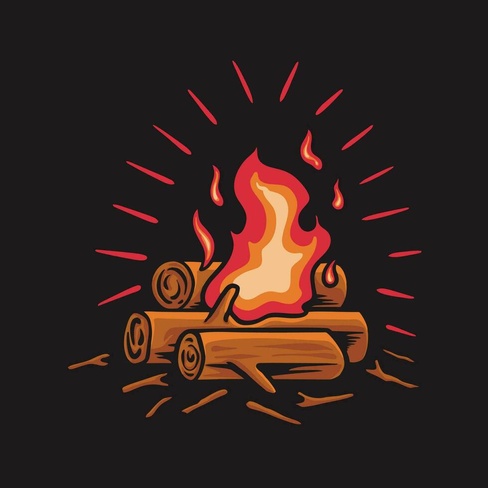 Lager Feuer dunkel eben Vektor Illustration