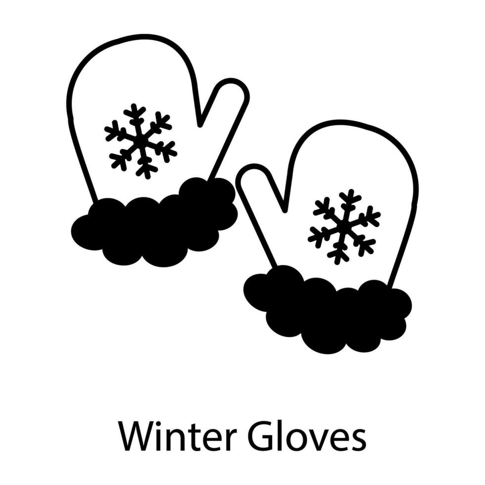 praktisk glyf stil ikon skildrar vinter- handskar vektor