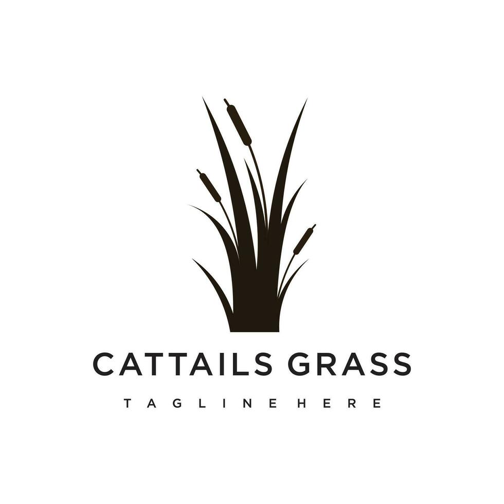 cattails gräs logotyp design mall vektor illustration med kreativ aning