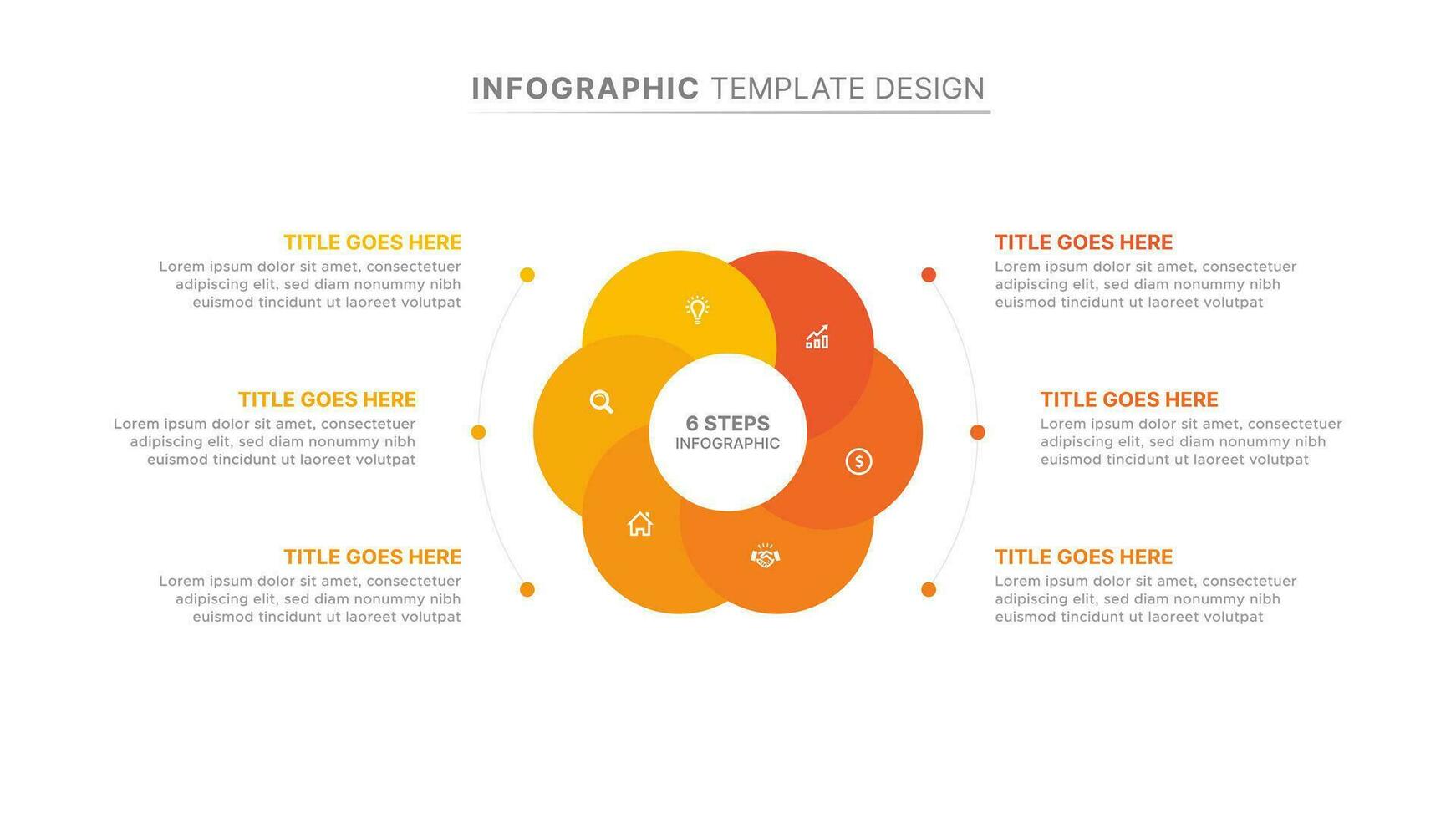Kreis runden Infografik Design Vorlage mit sechs Optionen vektor