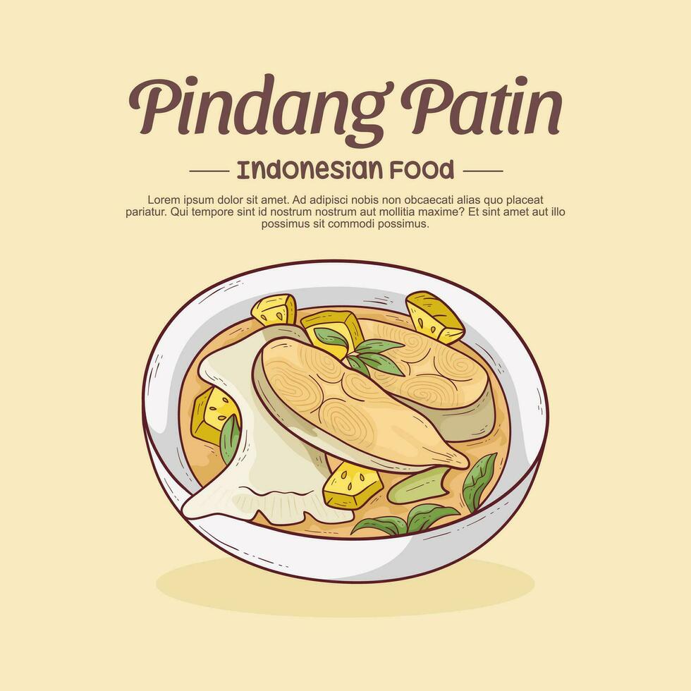 hand dragen pindang patin illustration. indonesiska mat vektor