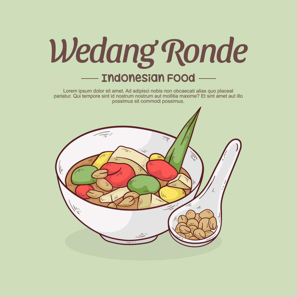 Hand gezeichnet Wedang rund Illustration. Ingwer trinken. indonesisch Essen vektor