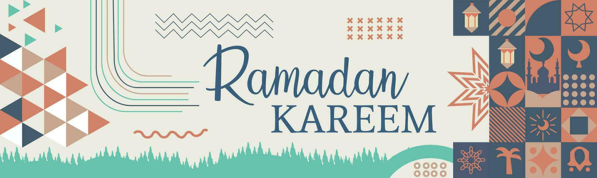 Ramadan kareem Banner Design. islamisch Gruß Karte Vorlage Poster, Medien Banner. ein einstellen von Vektor Illustrationen.