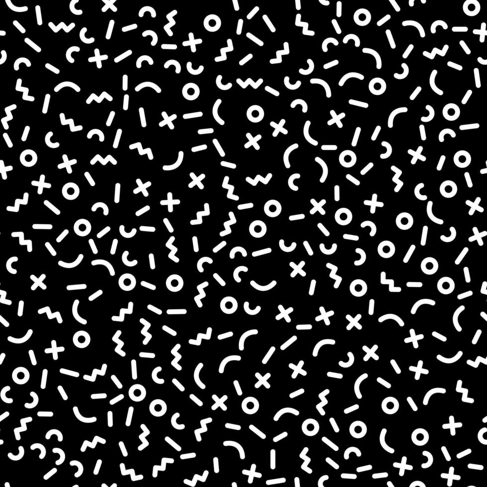 verstreute geometrische Linienformen. nahtloses Schwarz-Weiß-Muster. vektor