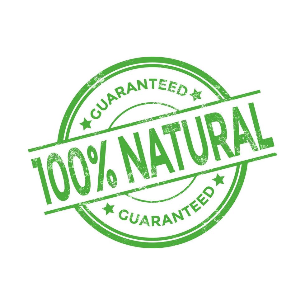 100 procent naturlig organisk garanterad grungestämpel. vektor
