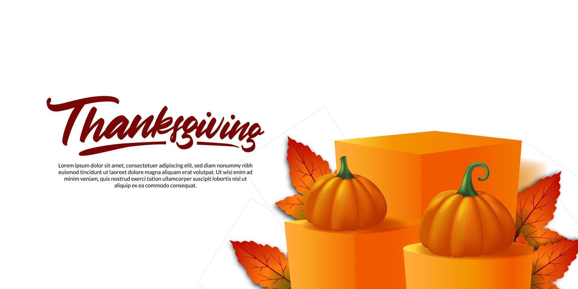 Thanksgiving Herbst Herbst 3D realistische Kürbis Grußkarte Poster Banner Vorlage vektor