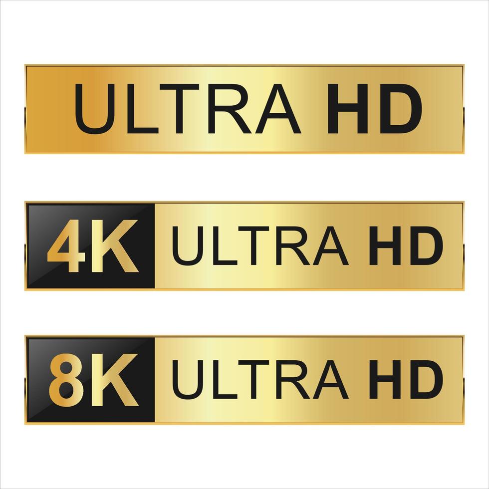 Sammlung von Full HD 4k 8k und Ultra HD Icons vektor