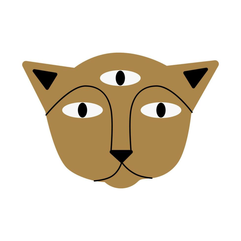 Vektor Illustration. mystisch Katze mit drei Augen isoliert auf Weiß Hintergrund