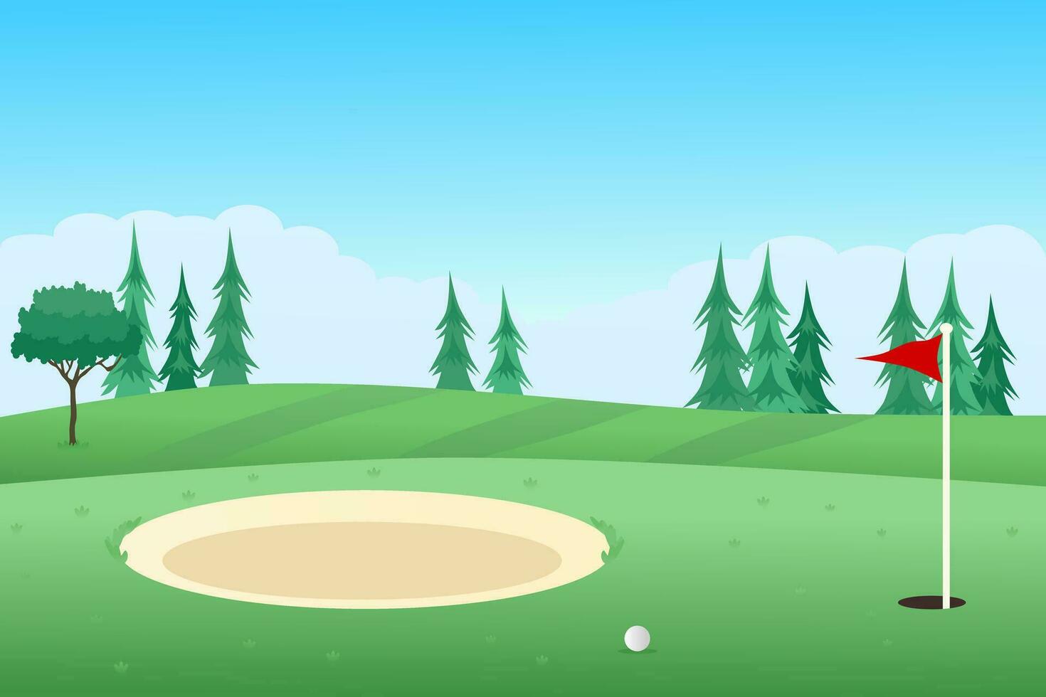 Golf Kurs Vektor Illustration. draussen Sport.