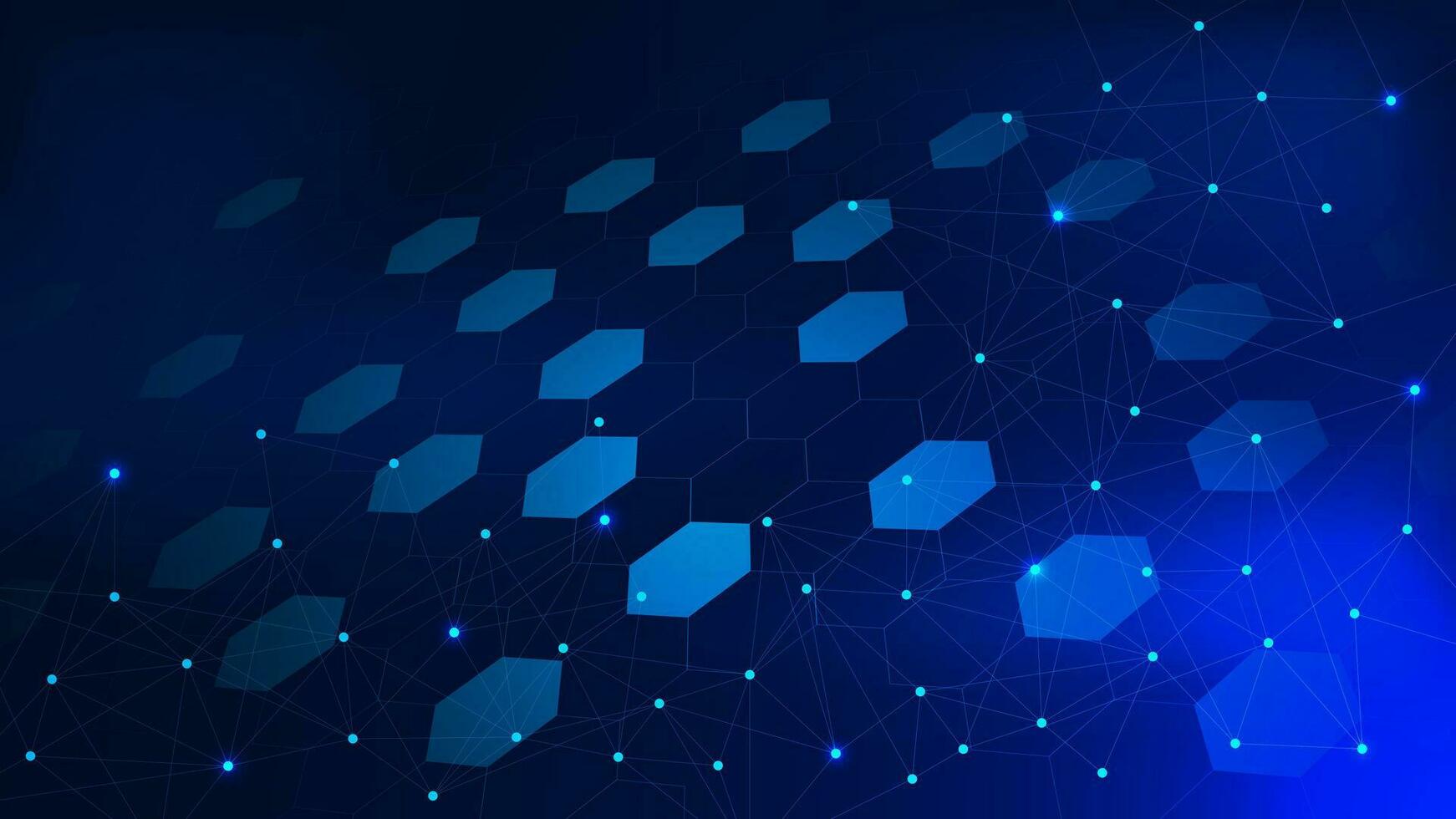 abstrakt global nätverk förbindelse med ansluter prickar rader och hexagoner. stor data visualisering. social kommunikation och internet teknologi begrepp bakgrund. vektor illustration.