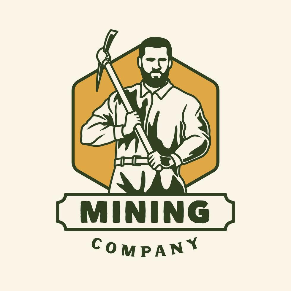 Jahrgang Hand gezeichnet Bergbau Unternehmen Logo Etikette vektor