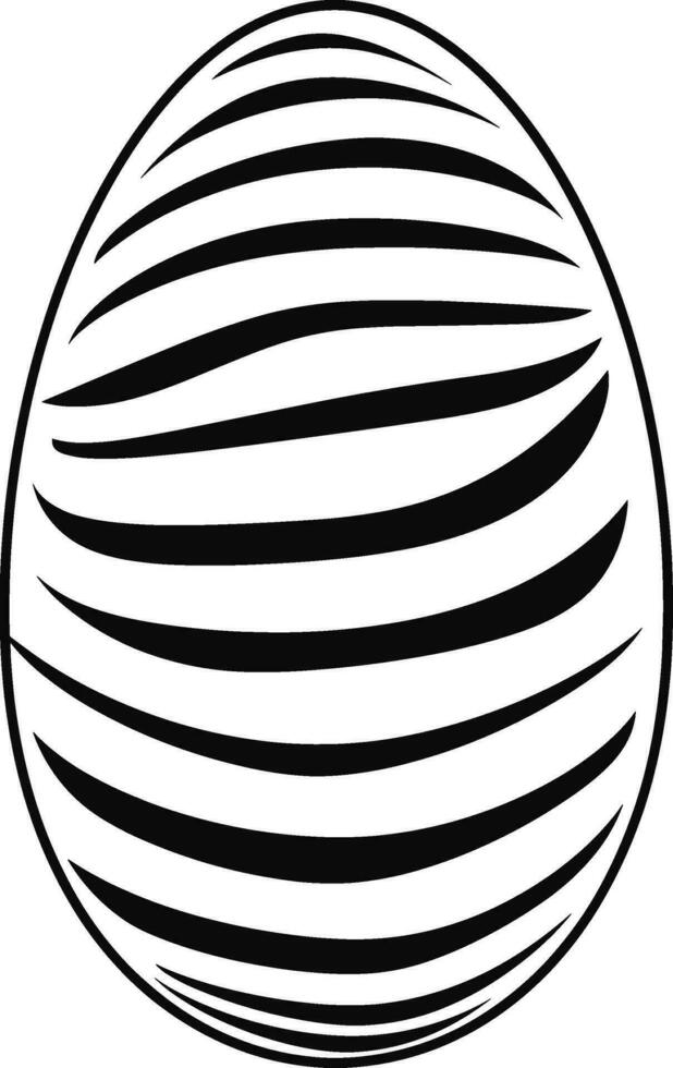 Ostern Ei Symbol mit Glitzern, einfach Ostern Ei traditionell mit wellig Linie Muster Symbol Vektor Zeichen, eben schwarz Silhouette auf Weiß Hintergrund. ai generiert Illustration.