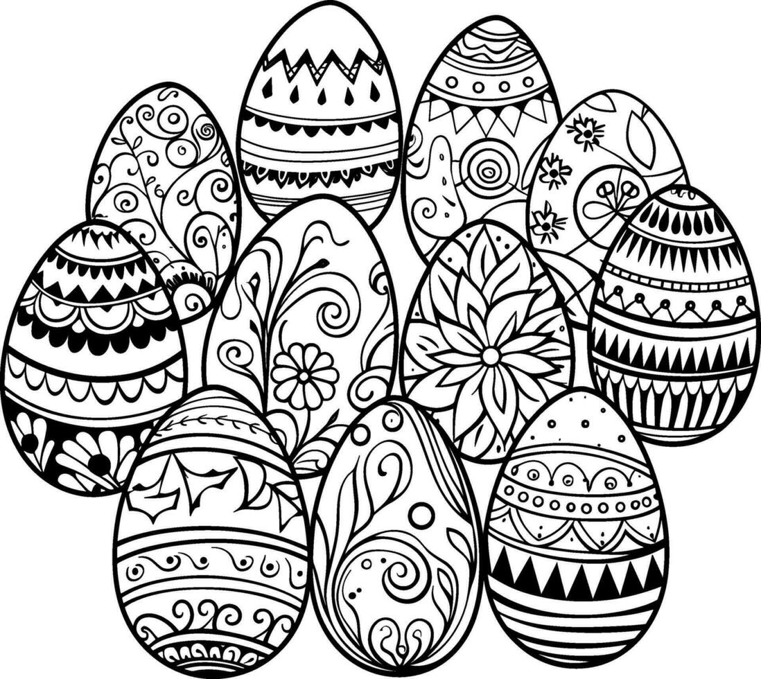 Ostern Eier Vektor Symbole zum Urlaub Frühling, saisonal traditionell Christentum Illustration. ai generiert Illustration.